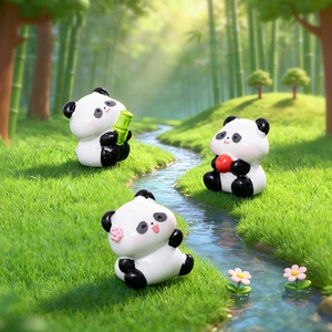Figurines en résine de panda mignonnes pour micro-paysages, ornements pour la décoration DIY du tableau de bord de voiture et du bureau - Product Image 3