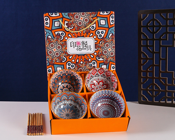 4 bowls 4 chopsticks