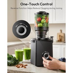 Euhome Cold Press Juicer 5.1 Inch Wide Chute 400W Slow Masticating Extractor Machine For <b>Fresh</b> <b>Vegetable</b> Fruit Juice - Product Image 5