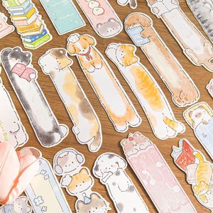30pcs/pack Boxed Shaped Bookmarks Kitten Puppy in Business Cute Hand-drawn Pattern Handbook Reading and Writing