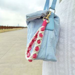 Boho fait à la main tissage exquis <span class=keywords><strong>porte</strong></span>-clés perle Bracelet pour femmes poignet <span class=keywords><strong>porte</strong></span>-clés Rose fleur bracelet lanière macramé <span class=keywords><strong>porte</strong></span>-clés - Product Image 5