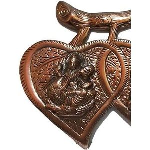 Bohemian Metal Wall Hanging Lord Ganesha Showpiece Idol Statue Sculpture <b>Leaf</b> Design Handcrafted for Style - Product Image 3