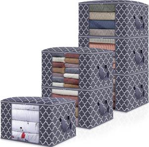 Caja de almacenamiento organizadora de ropa de armario para contenedores de almacenamiento con asas caja de almacenamiento de edredón tela gruesa plegable - Product Image 4