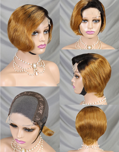 Perruque à Closure 4x4 Coupe Courte Pixie Cheveux Humains Brésiliens 100% Style Lisse Dentelle Transparente Vente Chaude pour Femmes Noires - Product Image 5