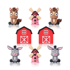 Nouvelles perles focales en silicone 3D (Âne, Cheval, Moulin à vent de <span class=keywords><strong>grange</strong></span>) pour breloques de stylo, cadeaux de fête, accessoires de porte-clés à enfiler - Product Image 2