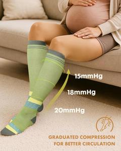 Chaussettes de compression personnalisées avec logo OEM, hauteur genou, anti-ampoules, pour voyage, vol, grossesse, sport. - Product Image 6