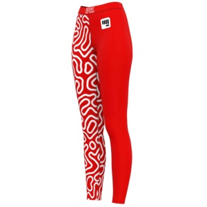 Leggings de yoga taille haute rouge à imprimé géométrique, respirants, longueur intégrale, en Spandex et Polyester, extensibles dans les quatre sens, avec taille élastique - Product Image 4