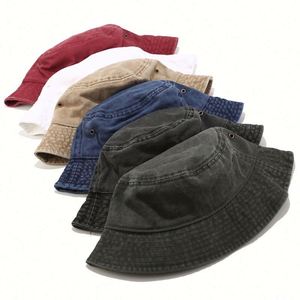 Hot Sale 2025 New Spring <b>Summer</b> Collection Wholesale Washed Cotton Bucket Hat Adult Unisex <b>Flat</b> Top Sun <b>Cap</b> for Beach Outdoor - Product Image 1