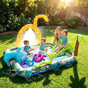 สไลเดอร์น้ำสำหรับเด็ก ลายสัตว์ป่า ยี่ห้อ MAKE WAVES ขนาด 102.5x75 นิ้ว วัสดุ PVC สำหรับเล่นน้ำกลางแจ้งในสวนหลังบ้าน เหมาะสำหรับฤดูร้อน - Product Image 5