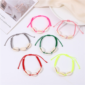 Factory Stock Beach Bohemian Cowrie White Shells Woven Braided Hand Rope Brace for Gifts Jewelry - Product Image 5