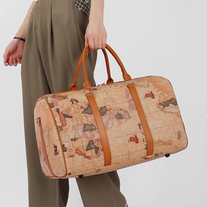 Borsa da Viaggio SHIMO con Stampa Vintage della Mappa <span class=keywords><strong>del</strong></span> <span class=keywords><strong>Mondo</strong></span>, Borsone di Lusso in Pelle di Grande Capacità per Uomo e Donna - Product Image 5