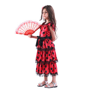 Enfants fille garçon Flamenco Costumes de danse espagnole avec ventilateur TRAD-005 - Product Image 4