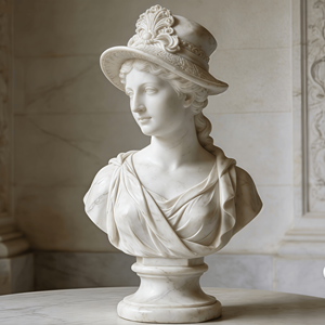 Sculture Eleganti di Donne in Marmo Personalizzate, Sculture di Donne con Cappello in Stile Britannico <span class=keywords><strong>per</strong></span> Decorazioni Esterne - Product Image 6