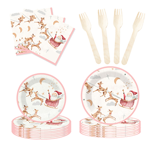 DAMAI Christmas Party Supplies Father Christmas Paper Plates Napkins Xmas Gnome Party Disposable Tableware Set Decorations - Product Image 4