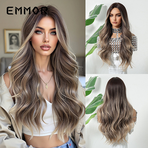 New Arrival Factory Wholesale Gradient Brown Big Wave Long Curly Wig Full Head Wig For Women Fashion Style - Product Image 6
