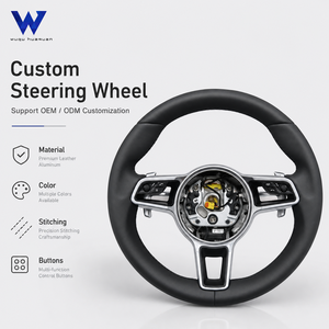 Volante de Cuero Negro de Alta Calidad, Compatible con Panamera, Boxster, Taycan, <span class=keywords><strong>Carrera</strong></span> <span class=keywords><strong>GT</strong></span> 912, 914, 918, <span class=keywords><strong>924</strong></span>, 928, 930, 959, 968 - Product Image 3