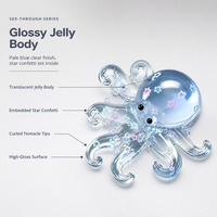Jouet Squishy Pieuvre Bleue Transparente, Jouet Anti-Stress Scintillant Étoile pour Enfants et Adultes