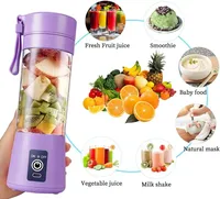 Mini Mixeur Électrique Portable sans Fil USB, 6 Lames, Tasse Presse-Agrumes Rechargeable pour la Maison