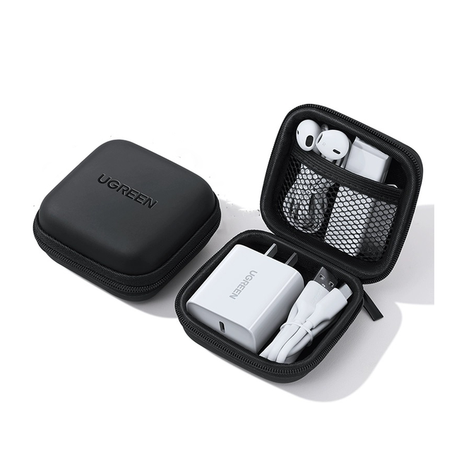 UGREEN Square Earbud Case Waterproof Headphone Case Hard EVA Shell Earbud Case Pouch