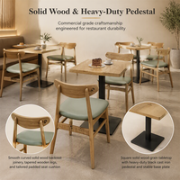 Table en bois moderne et durable pour restaurant commercial avec 4 chaises et banquette, facile à nettoyer pour café et salon de thé