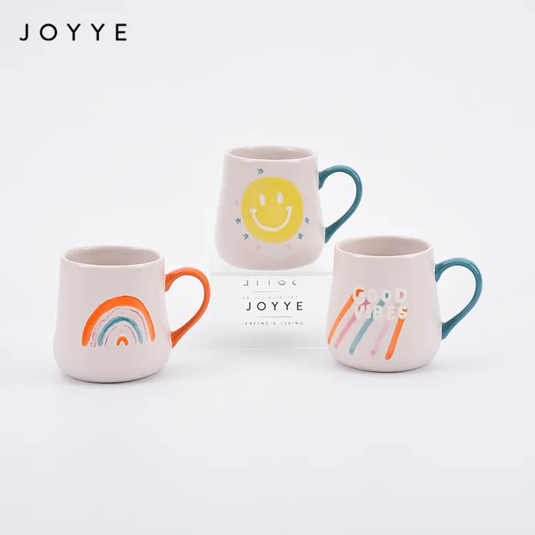 Joyye 매트 유약 Drinkware 파인 중국 Handpainted 매트 유약 커피 머그잔 화이트 세라믹 커피 컵 머그잔