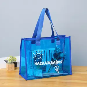 Hochwertige Clear Jelly Pvc Kleidung Einkaufstasche Strand Umhängetaschen für Mädchen Benutzer definierte transparente Einkaufstasche