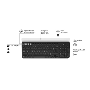 Clavier sans fil optique multi-appareils Logitech K780, disposition pleine taille, clavier de bureau ergonomique - Product Image 3