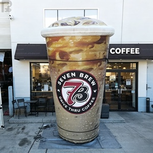 Promotion : Statue géante gonflable en forme de tasse de café glacé, réplique réaliste de tasse à boisson, pour magasin, café, détaillant de boissons, décoration de bienvenue extérieure - Product Image 1