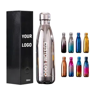 Botol air baja tahan karat berbentuk cola vakum terisolasi olahraga vakum 17oz logo kustom