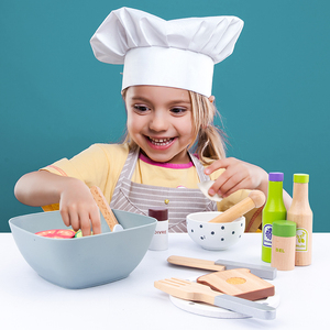 Giocattolo da <span class=keywords><strong>Cucina</strong></span> in <span class=keywords><strong>Legno</strong></span> <span class=keywords><strong>Montessori</strong></span> per l'Educazione Precoce dei <span class=keywords><strong>Bambini</strong></span>, Simulazione di Preparazione Insalata e Tostapane - Product Image 3