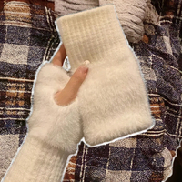 Gants mi-doigts en tricot chaud pour femmes Kivotech, mitaines en polaire douces pour l'hiver, scène extérieure, gants sans doigts