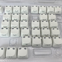 Keycap DIY interchangeable en forme de chat, style mignon, double injection, avec oreilles lumineuses latérales, version anglaise
