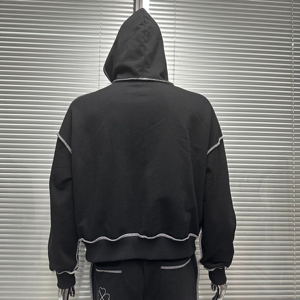 Sudadera de Lujo de Alta Calidad Personalizada OEM para Hombre, Sudadera con Capucha de Corte Cuadrado con Costuras en Contraste, Sudadera con Costuras Invertidas para Hombre - Product Image 3