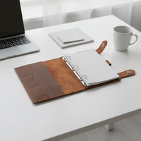 Couverture de carnet en cuir de vachette avec logo personnalisé, couverture de portefeuille en cuir véritable personnalisée, couverture de carnet à feuilles mobiles gravée
