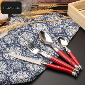 Couteaux à steak, cuillères et fourchettes <span class=keywords><strong>Laguiole</strong></span> en acier inoxydable de conception française, avec cuillère à thé, dans une boîte en bois - Product Image 1