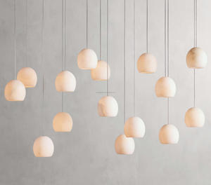 Hiện đại sang trọng tùy chỉnh Alabaster maeva đèn chùm LED hình bầu dục cụm cho phòng ăn cầu thang phong cách Pháp kích thước trung đèn - Product Image 4