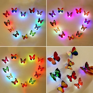 Newish Colorful Glowing 3D <b>Butterfly</b> Night LED Hanging Wall Stickers Spring Summer Home Decoration - Product Image 2