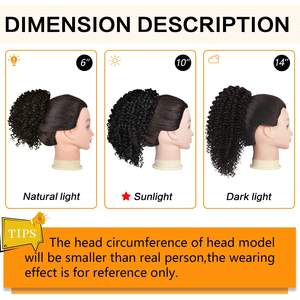 Peluca de cabello humano de seda de alta temperatura sin pegamento al por mayor, extensiones de cabello natural con cola de caballo rizada corta africana, pelucas - Product Image 3