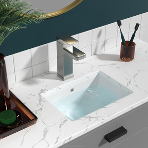 Lavabo sous montage en porcelaine blanche moderne 20x14 pour la maison et les hôtels Vanité de salle de bain Art élégant Bassin de salle de bain - Product Image 4
