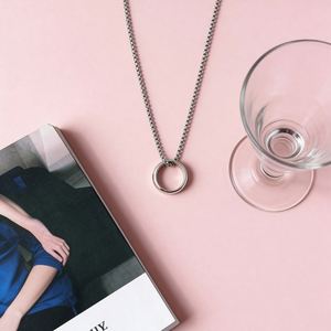 Collar con Anillo <span class=keywords><strong>de</strong></span> Acero Inoxidable <span class=keywords><strong>al</strong></span> por Mayor, Collana Con Ciondolo Ad Anello, para Siempre Suya, para Siempre Suya, para Parejas - Product Image 3
