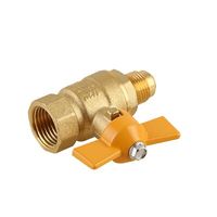 Válvula de bola de gas de latón Flare de 1/2 "Fip X 3/8" con mango de mariposa