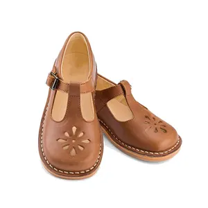 Choozii-zapatos de salón para niñas, zapatillas femeninas de cuero genuino, de estilo MARRON, a la moda, cómodas para caminar