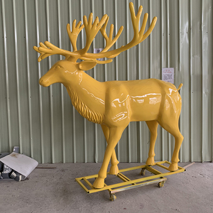 Nhà máy trực tiếp màu tác phẩm nghệ thuật Hươu điêu khắc bức tượng Kích thước cuộc sống sợi thủy tinh nhảy nai sừng tấm - Product Image 1