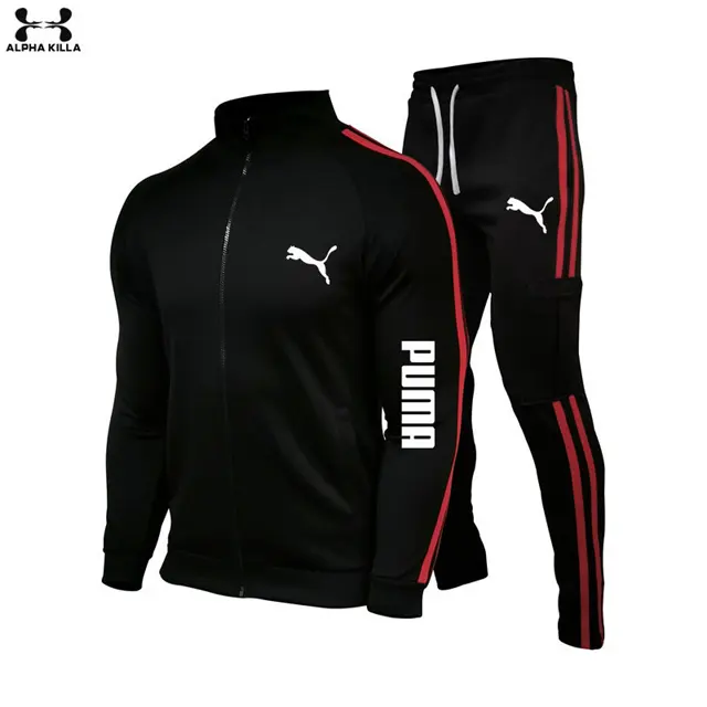 2022 Spring New Brand Men's Zipper Cardigan Jacket + Sports Pants Suit Striped Running Gym Basketball Jogging 2-Piece Set