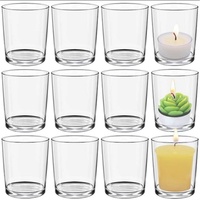 Photophore cylindrique en verre transparent à base épaisse pour bougies chauffe-plat et bougies pilier, idéal pour la décoration de tables de mariage et de dîner, vente en gros