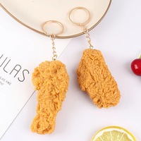 LLavero de simulación de pollo fritado, modelo de comida, bolsa de llavero de alas de pollo fritas, adornos al por mayor