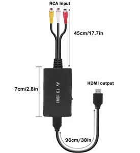 RCA HDMI 변환기 컴포지트 HDMI 어댑터 지원 1080P PAL/NTSC 호환 PS one PS2