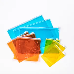 Premium transparent custom portable EVA PVC plastic packaging colored zip bag zipper pencil pouch with custom logo