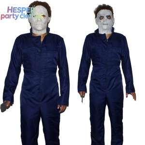 Disfraz de Michael Myers de HESPER para Halloween, inspirado en películas y televisión, traje de asesino de terror, mono azul oscuro con bolsillos, manga larga y cintura ajustada - Product Image 2