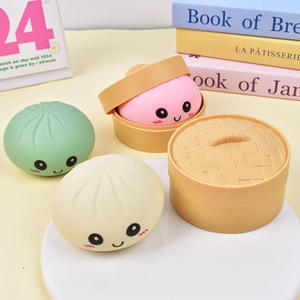 Juguete Sensorial Antiestrés de TPR de Levantamiento Lento con Purpurina, Diseño de Dumpling Holográfico, Caja Sorpresa, Juguete de Peluche de Panecillo al Vapor para Niños, Regalo - Product Image 5